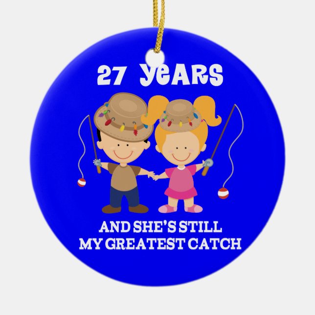 27th Wedding Anniversary Funny Gift For Him Ceramic Ornament (Front)