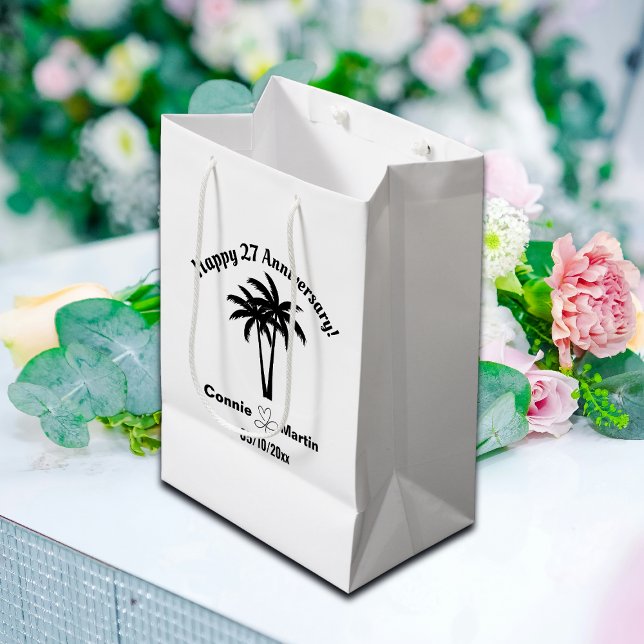 27th Wedding Anniversary Palm Trees Medium Gift Bag (Creator Uploaded)