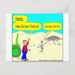 280 Google Earth Cartoon in colour Postcard