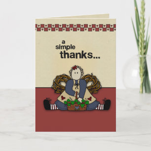 2837 Simple Thanks Country Prim Thank You Card