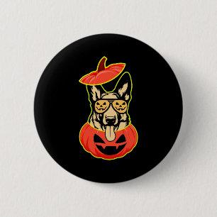 28 German Shepherd In Scary Pumpkin Shirt Funny Cu 2 Inch Round Button