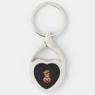 28 German Shepherd In Scary Pumpkin Shirt Funny Cu Keychain