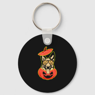 28 German Shepherd In Scary Pumpkin Shirt Funny Cu Keychain