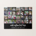 28 Photo Collage Grid - 2 Text boxes - black white Jigsaw Puzzle<br><div class="desc">Use 28 SQUARE photos to create a personal photo collage. This modern, clean layout includes 2 text blocks - one in a modern script and one in a san serif font to add a family name or a year or event. The background colour can be changed in the customize area....</div>