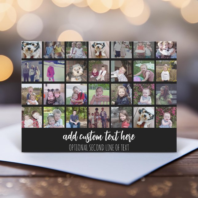 28 Photo Collage Grille - 2 Zones de texte carte d (Unique Photo Card)