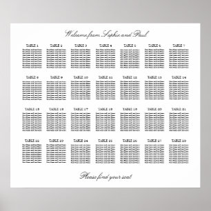 28 Table Elegant Minimalist Seating Chart