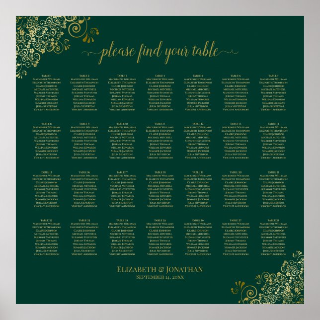 28 Tableau Mariage Siège Emerald Green Gold (Devant)