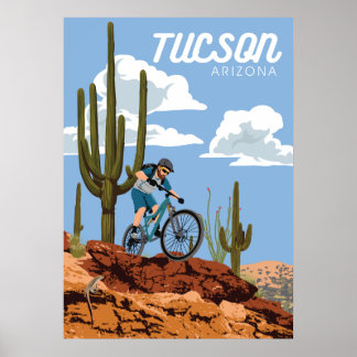 28"x20" Mountain Bike - Tucson, Arizona Poster