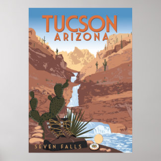 28"x20 Seven Falls - Tucson, Arizona Poster