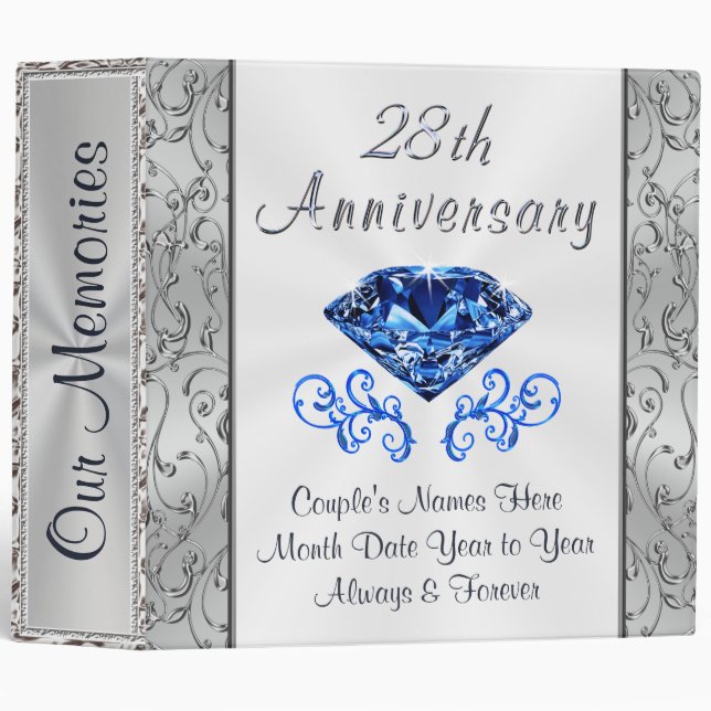 28 Year Anniversary Gift, Anniversary Photo Album Binder (Front/Spine)