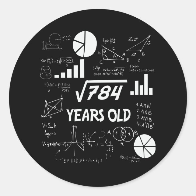 28 Year Old Bday Math Teacher 28th Birthday Gift Classic Round Sticker (Front)