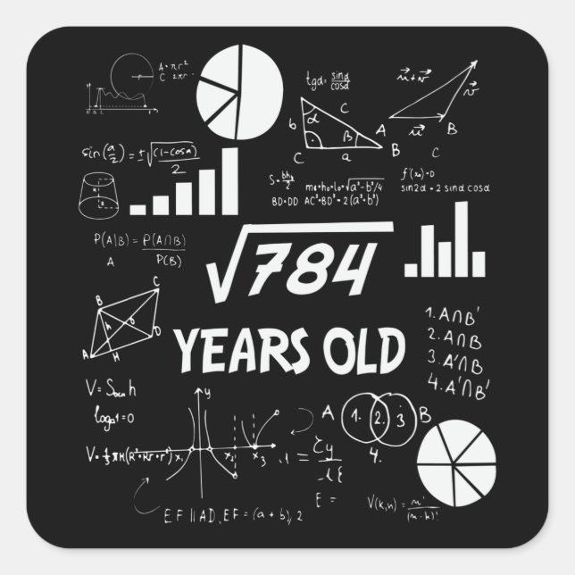 28 Year Old Bday Math Teacher 28th Birthday Gift Square Sticker (Front)