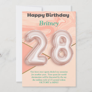 28 year old girls Happy Birthday card