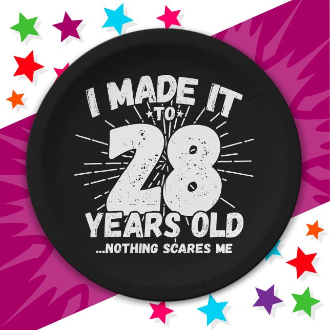 28 Year Old Sarcastic Meme Funny 28th Birthday Paper Plate (Creator Uploaded)