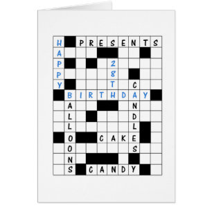 28e anniversaire, Crossword Puzzle carte d'anniver
