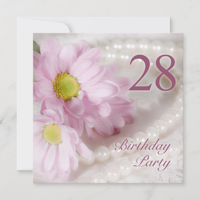 28e anniversaire invitation de fête avec marguerit (Devant)