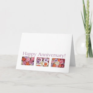 28e anniversaire Mariage Carte pastel roses