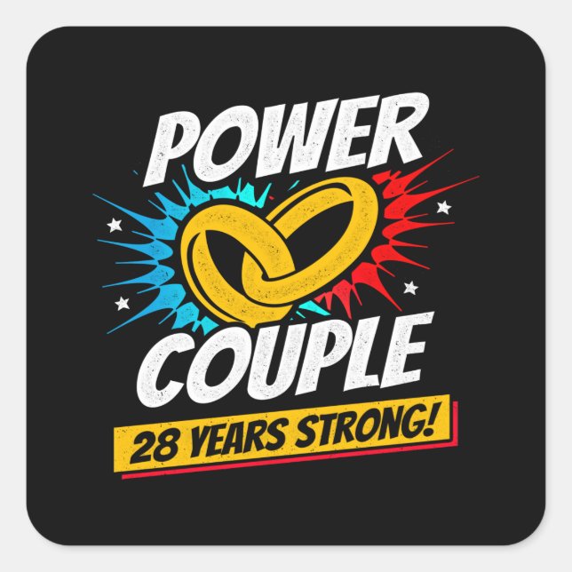 28th Anniversary Married Couples 28 Years Strong Square Sticker (Front)