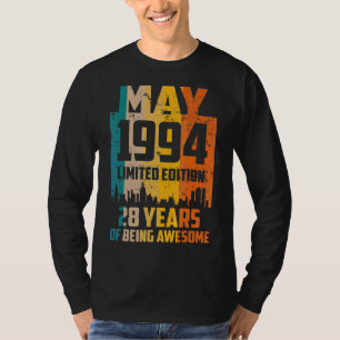 28th Birthday 28 Years Awesome Since May 1994 Vint T-Shirt
