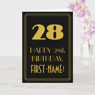 28th Birthday – Art Deco Inspired Look "28" & Name Card