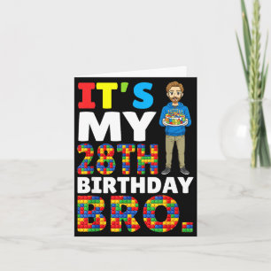 28th birthday bro boy cake building blocks autism card