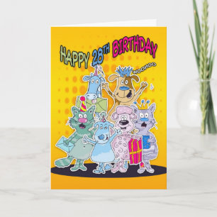 28th Birthday Card - Moonies Doodlematoons