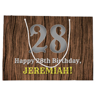 28th Birthday: Country Western Inspired Look, Name Large Gift Bag