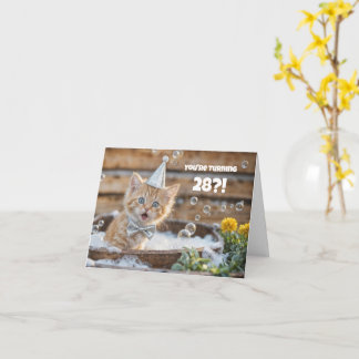 28th Birthday Cute Funny Kitty Cat Bubble Bath Card