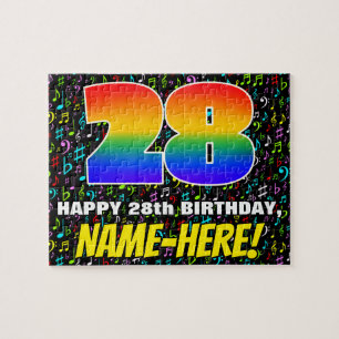 28th Birthday — Fun, Colourful Music Symbols & “28 Jigsaw Puzzle