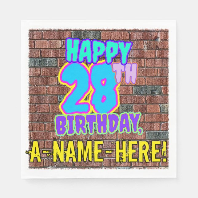 28th Birthday ~ Fun, Urban Graffiti Inspired Look Napkin (Front)