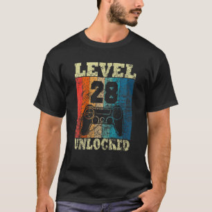 28th Birthday Level Unlocked Vintage For Gamers T-Shirt