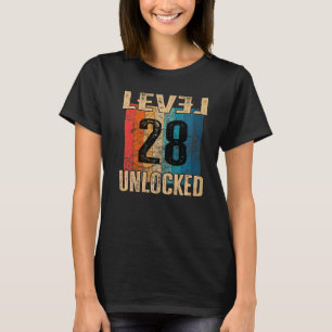 28th Birthday Level Unlocked Vintage Retro T-Shirt