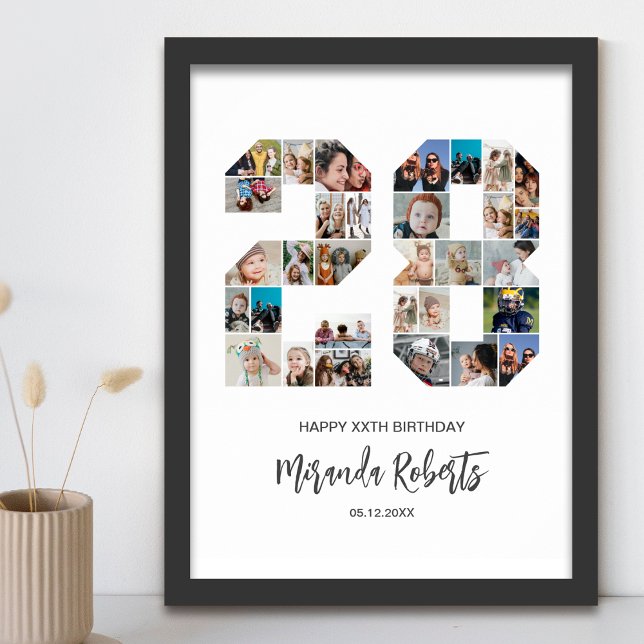 28th Birthday Number 28 Custom Photo Collage Poster (Creator Uploaded)