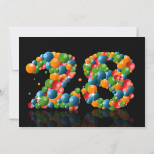 28th Birthday party, with bubbles and balls Invitation