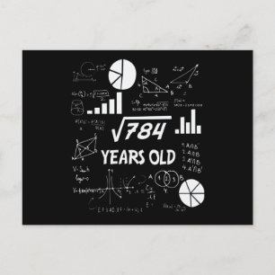 28th Birthday Square Root Math 28 Years Old Bday Postcard