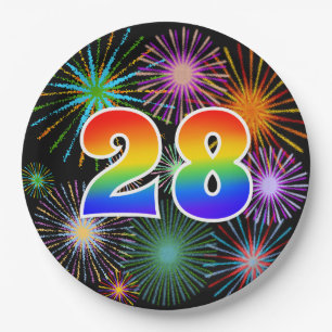 28th Event - Fun, Colourful, Bold, Rainbow 28 Paper Plate