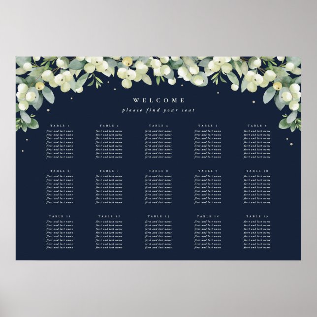 28x20" 15 Tables of 8 Seating Chart Poster (Front)