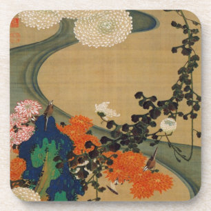 29. 菊花流水図, 若冲 Chrysanthemum & Stream Coaster