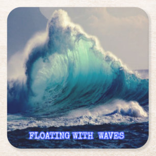 29.Blue ocean waves,gifts for ocean lovers,vintage Square Paper Coaster