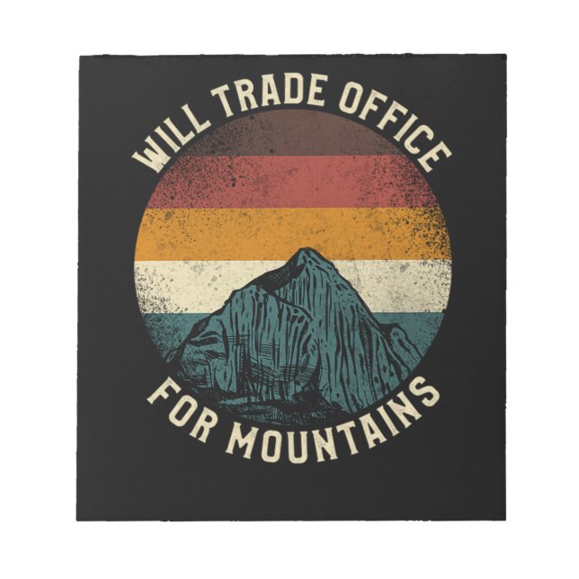 29.Hiking Will Trade Office For Mountains Retro Vi Notepad (Front)