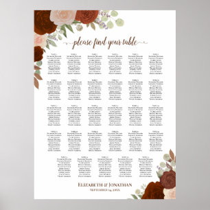 29 Table Autumn Floral Boho Wedding Seating Chart