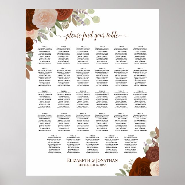 29 Tableau Automne Floral Boho Mariage Tableau de  (Devant)