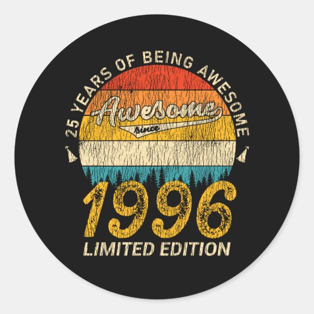 29 Year Old Bday Retro Awesome 29th Birthday Gift Classic Round Sticker (Front)