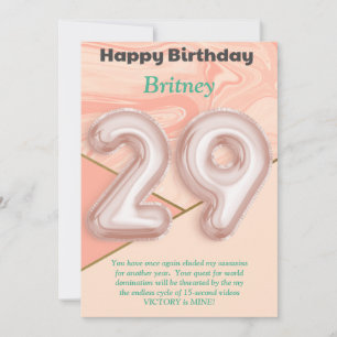 29 year old girls Happy Birthday card