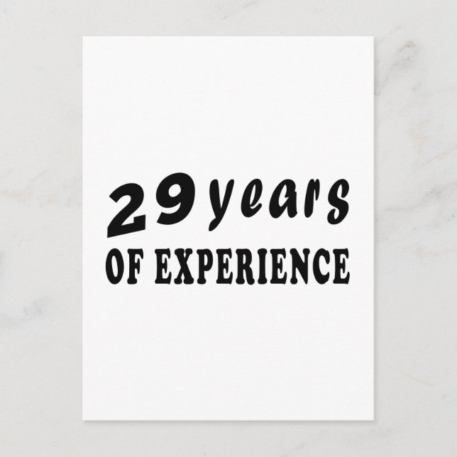 29 years of experience postcard (Front)