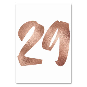 29Table Number White Metallic Pink Rose Gold Table Number