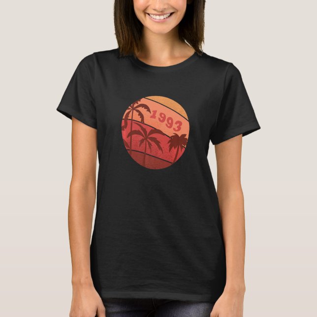 29th Anniversary Classic Retro Palm Sunset Birthda T-Shirt (Front)