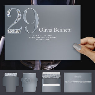 29th Anniversary Diamond Number Nine Silver Gray Envelope