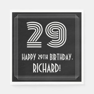 29th Birthday: Art Deco Inspired Look "29" + Name Napkin
