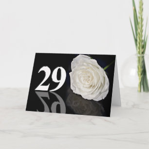 29th Birthday Card with a classic white rose